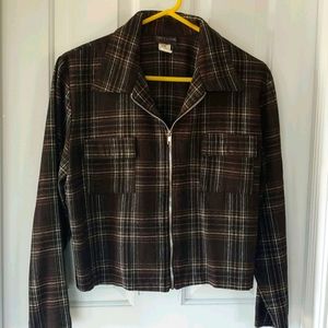 Brown flannel zip up jacket